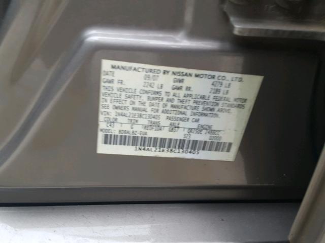 1N4AL21E38C130405 - 2008 NISSAN ALTIMA 2.5 GOLD photo 10