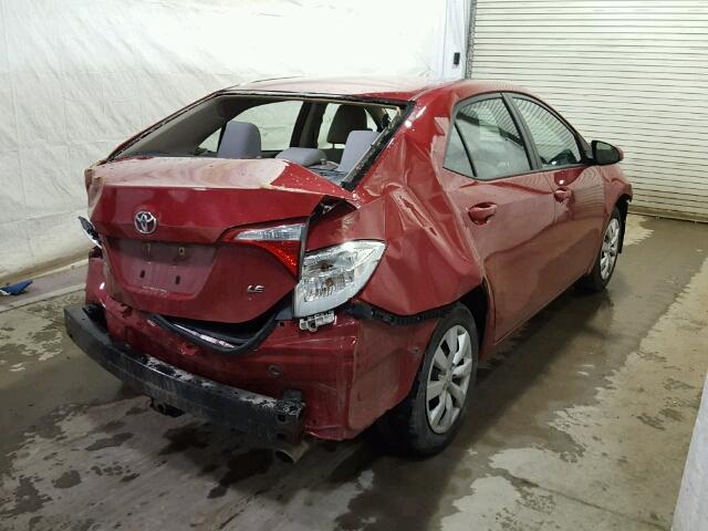 2T1BURHE4EC003272 - 2014 TOYOTA COROLLA L RED photo 4