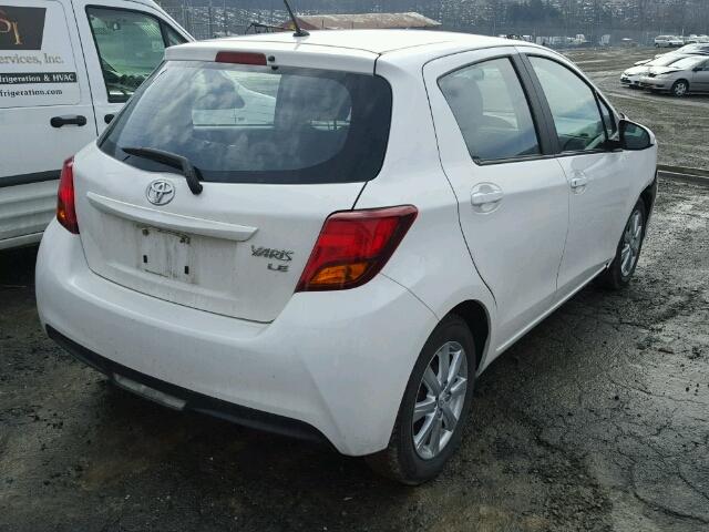 VNKKTUD32FA049707 - 2015 TOYOTA YARIS WHITE photo 4