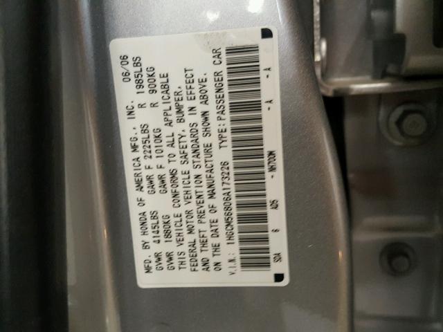 1HGCM56806A173226 - 2006 HONDA ACCORD EX SILVER photo 10