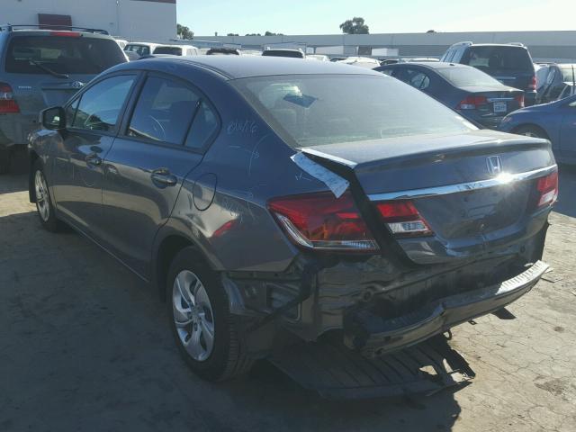 19XFB2F5XDE242648 - 2013 HONDA CIVIC LX GRAY photo 3