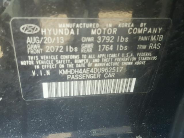 KMHDH4AE4DU962517 - 2013 HYUNDAI ELANTRA GL BLACK photo 10