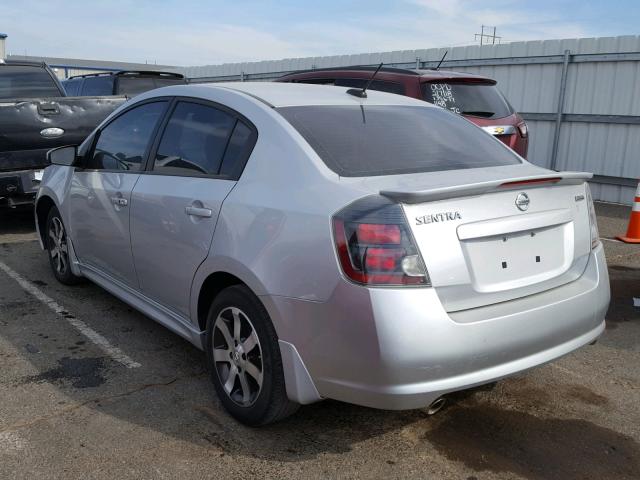 3N1AB6APXCL672395 - 2012 NISSAN SENTRA 2.0 SILVER photo 3