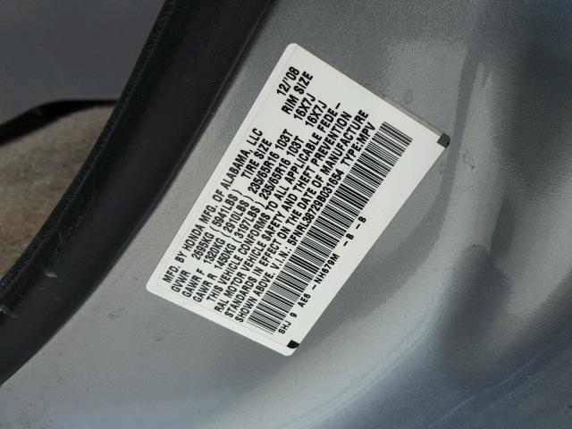 5FNRL38729B031654 - 2009 HONDA ODYSSEY EX BLUE photo 10