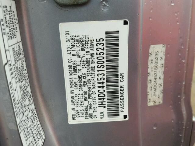 JH4DC44531S005235 - 2001 ACURA INTEGRA LS SILVER photo 10