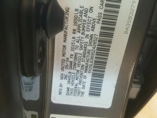 5Y2SL63895Z428527 - 2005 PONTIAC VIBE GRAY photo 10