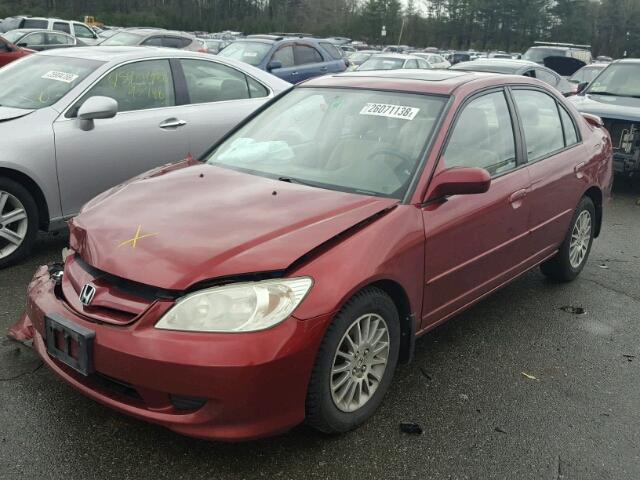 2HGES26725H584065 - 2005 HONDA CIVIC EX MAROON photo 2