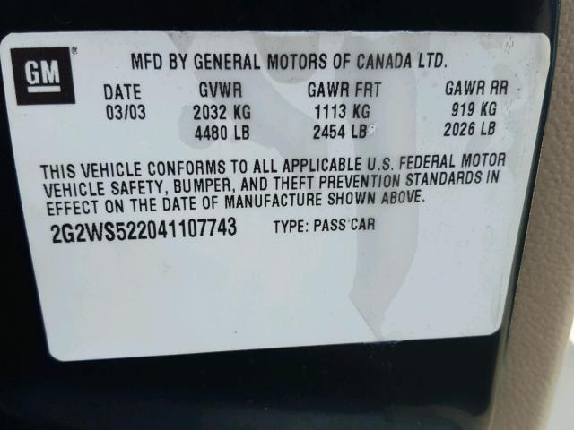 2G2WS522041107743 - 2004 PONTIAC GRAND PRIX GREEN photo 10