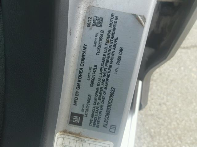 KL8CD6S93DC506032 - 2013 CHEVROLET SPARK 1LT Серебристый фото 10