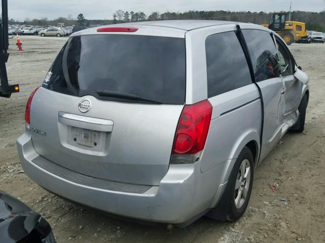 5N1BV28U78N105657 - 2008 NISSAN QUEST S SILVER photo 4