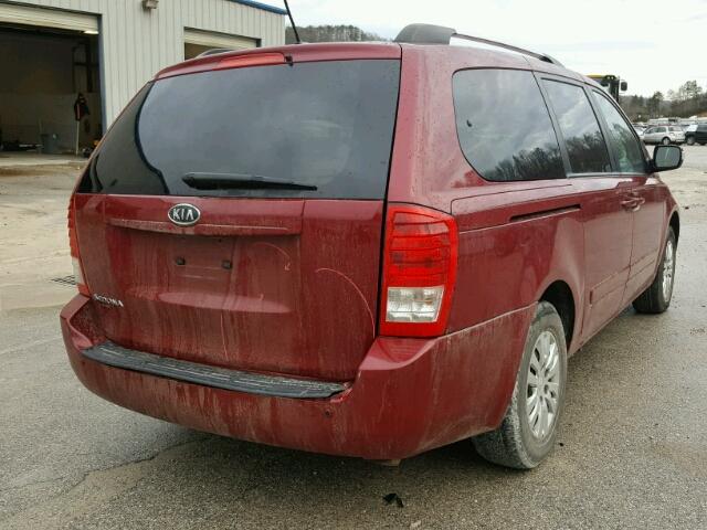 KNDMG4C75C6418245 - 2012 KIA SEDONA LX RED photo 4