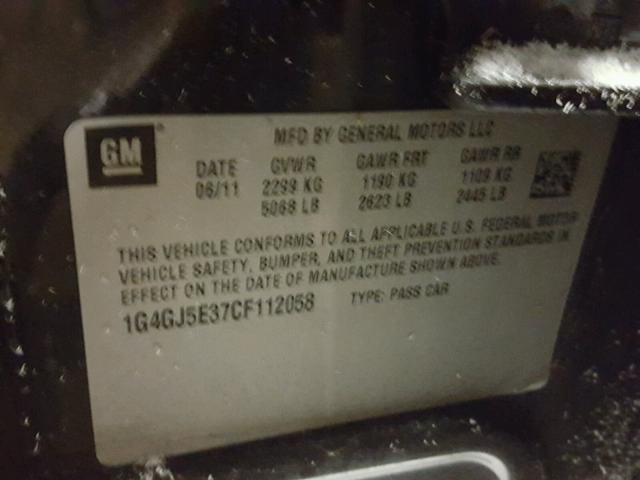 1G4GJ5E37CF112058 - 2012 BUICK LACROSSE T BLACK photo 10