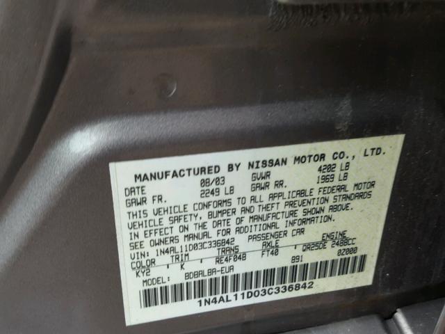 1N4AL11D03C336842 - 2003 NISSAN ALTIMA BAS TAN photo 10