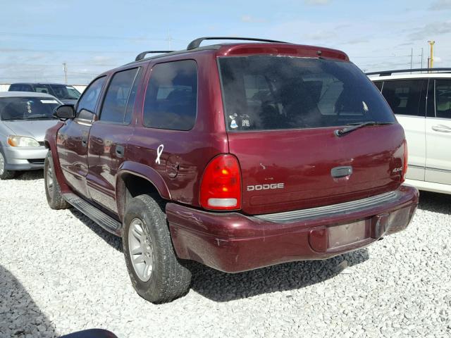 1B4HS28N01F550576 - 2001 DODGE DURANGO MAROON photo 3