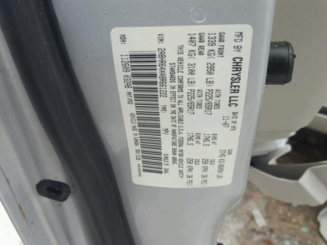 2A8HR64X48R661222 - 2008 CHRYSLER TOWN & COU SILVER photo 10