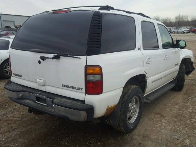 1GNEK13T21R178606 - 2001 CHEVROLET TAHOE K150 WHITE photo 4