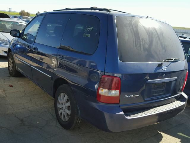 KNDUP132856694845 - 2005 KIA SEDONA EX BLUE photo 3