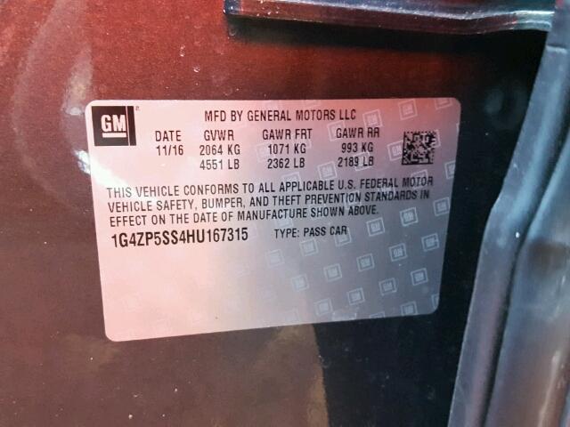 1G4ZP5SS4HU167315 - 2017 BUICK LACROSSE E 石墨色 照片 10