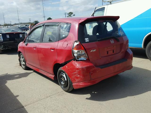 JHMGD38657S033618 - 2007 HONDA FIT S RED photo 3