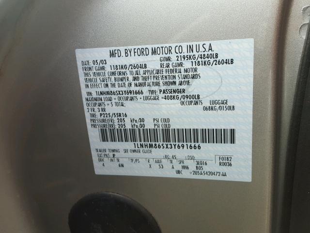 1LNHM86SX3Y691666 - 2003 LINCOLN LS 银色 照片 10