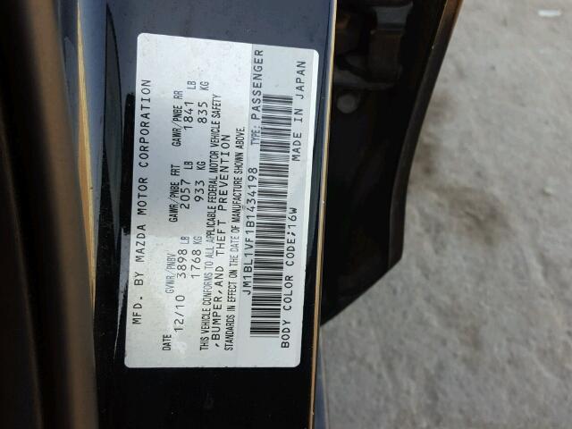 JM1BL1VF1B1434198 - 2011 MAZDA 3 I BLACK photo 10