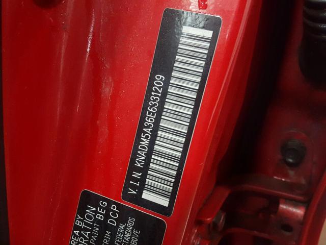 KNADM5A36E6331209 - 2014 KIA RIO LX RED photo 10