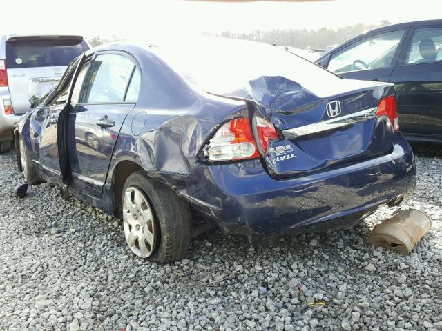 2HGFA1F53AH582867 - 2010 HONDA CIVIC LX BLUE photo 3