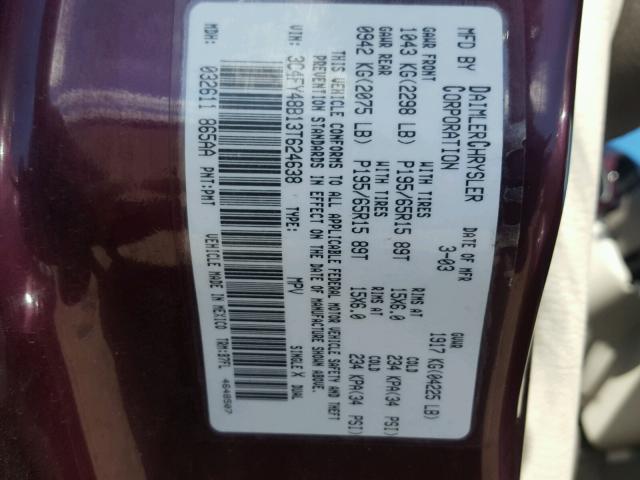 3C4FY48B13T624638 - 2003 CHRYSLER PT CRUISER PURPLE photo 10