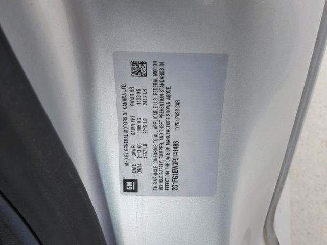 2G1FG1EW3F9141483 - 2015 CHEVROLET CAMARO SS Gris foto 10