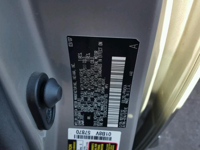 5TDZK23C37S037165 - 2007 TOYOTA SIENNA CE SILVER photo 10