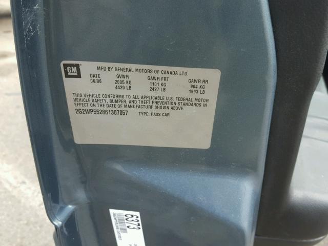 2G2WP552861307057 - 2006 PONTIAC GRAND PRIX BLUE photo 10