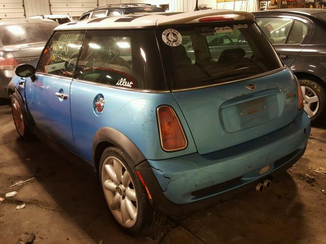 WMWRE33492TD51256 - 2002 MINI COOPER S BLUE photo 3