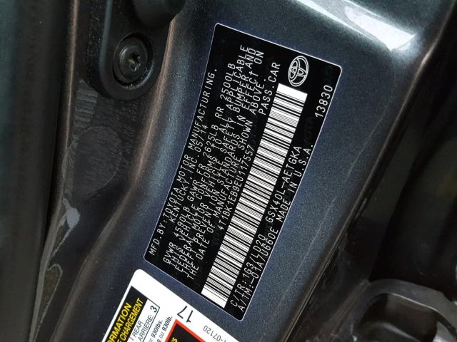 4T1BK1EB9EU117557 - 2014 TOYOTA AVALON BAS GRAY photo 10