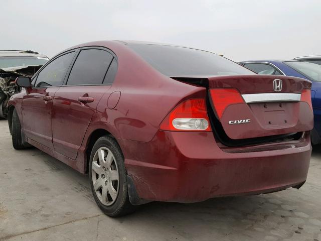 19XFA16849E048261 - 2009 HONDA CIVIC EX MAROON photo 3