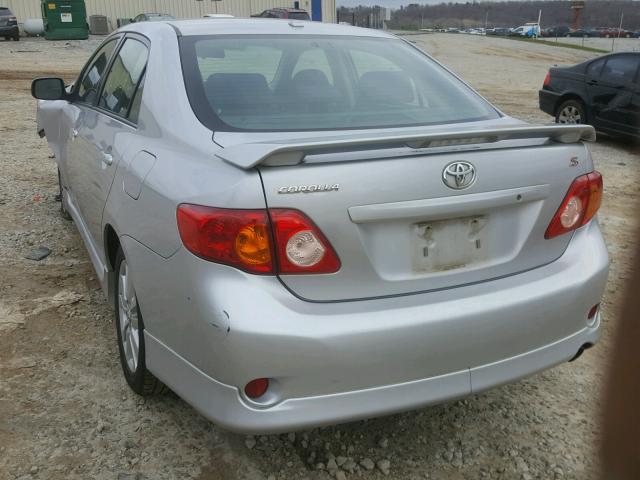 2T1BU40E19C149102 - 2009 TOYOTA COROLLA BA SILVER photo 3