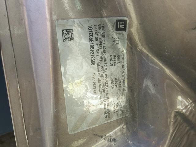 1G1ZC5E10BF272666 - 2011 CHEVROLET MALIBU 1LT 米色 照片 10