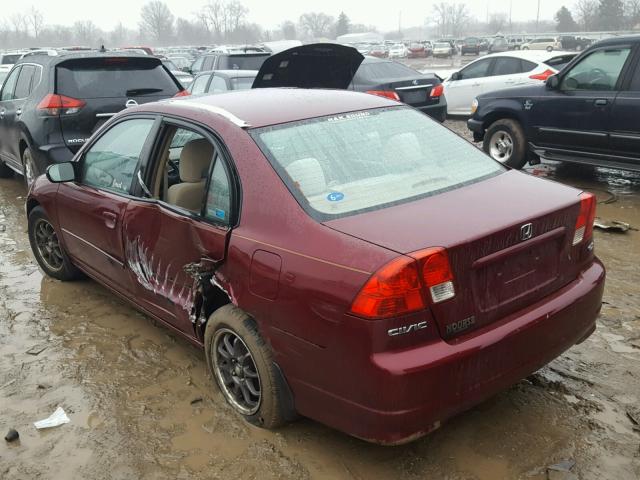 2HGES26704H540919 - 2004 HONDA CIVIC EX წითელი ფოტო 3