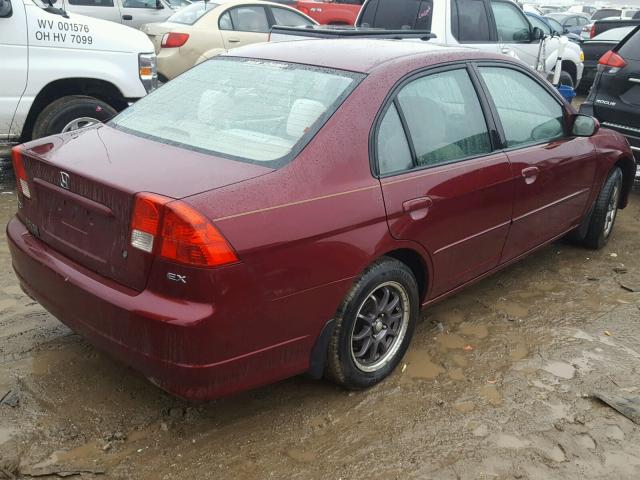 2HGES26704H540919 - 2004 HONDA CIVIC EX წითელი ფოტო 4