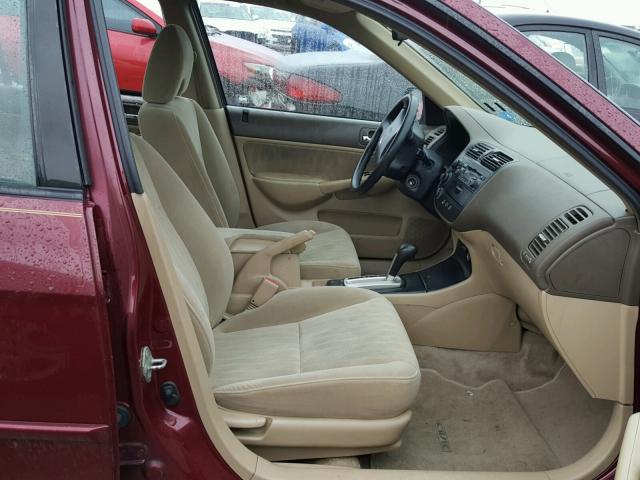 2HGES26704H540919 - 2004 HONDA CIVIC EX წითელი ფოტო 5