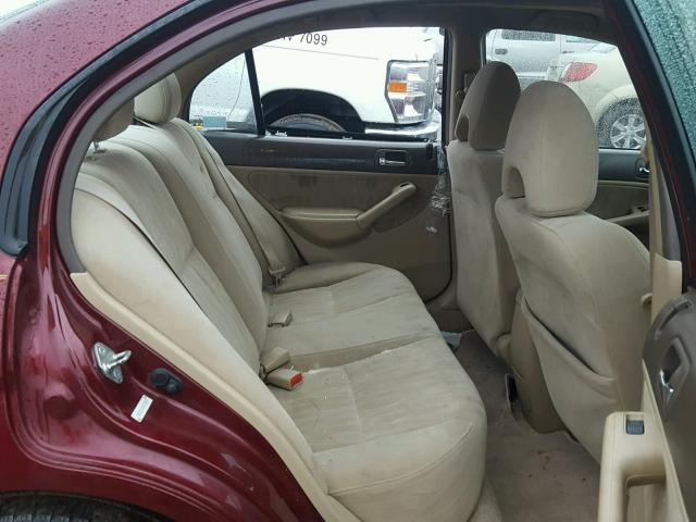 2HGES26704H540919 - 2004 HONDA CIVIC EX წითელი ფოტო 6