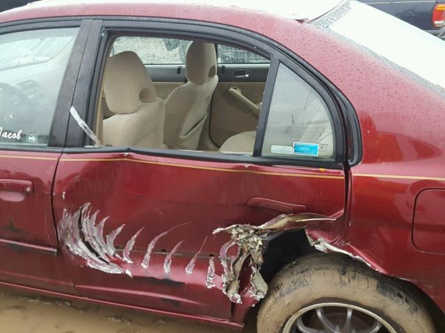 2HGES26704H540919 - 2004 HONDA CIVIC EX წითელი ფოტო 9