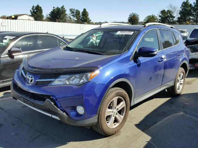 2T3WFREV6EW105792 - 2014 TOYOTA RAV4 XLE BLUE photo 2