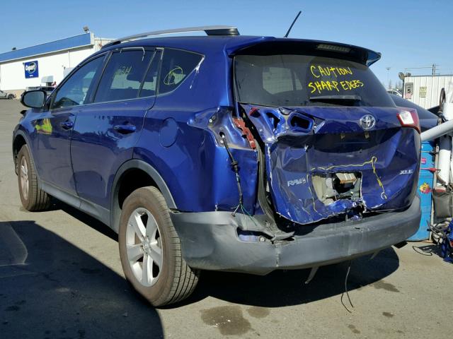 2T3WFREV6EW105792 - 2014 TOYOTA RAV4 XLE BLUE photo 3