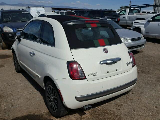 3C3CFFER4DT707007 - 2013 FIAT 500 LOUNGE WHITE photo 3