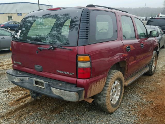 1GNEK13V54J261015 - 2004 CHEVROLET TAHOE K150 BURGUNDY photo 4