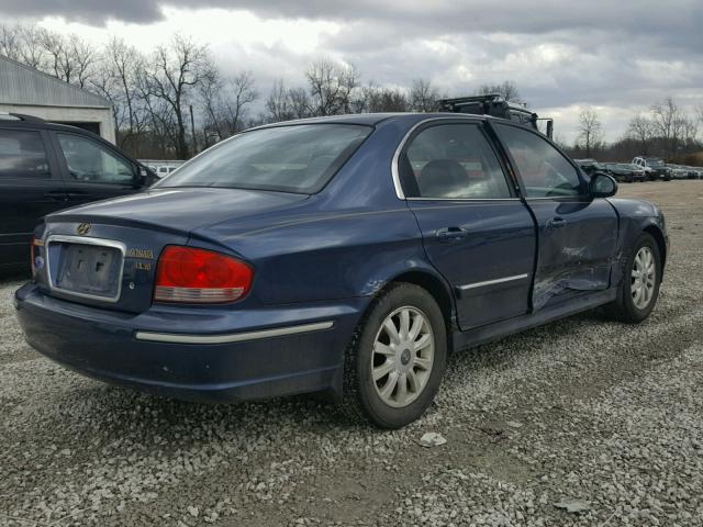 KMHWF35H22A642124 - 2002 HYUNDAI SONATA GLS BLUE photo 4