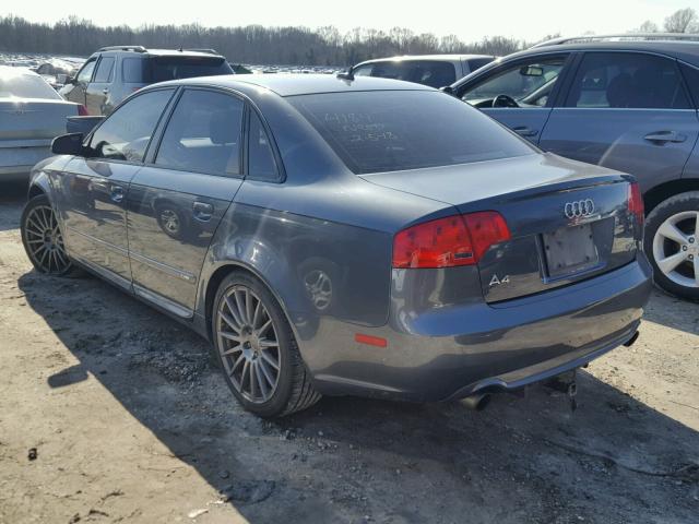 WAUEF78E68A133328 - 2008 AUDI A4 S-LINE GRAY photo 3