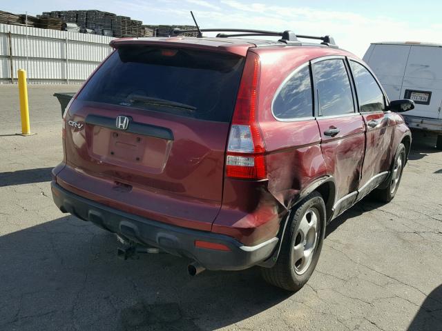 JHLRE48317C107424 - 2007 HONDA CR-V LX BURGUNDY photo 4