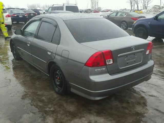 2HGES16684H934640 - 2004 HONDA CIVIC LX GRAY photo 3