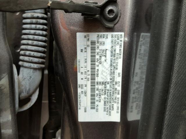 1FAHP3F25CL167813 - 2012 FORD FOCUS SE GRAY photo 10